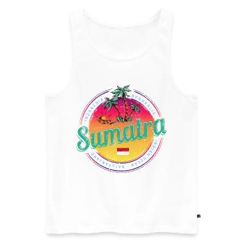 Sumatra Indonesia Retro Sunset Souvenir - Men's Premium Organic Tank Top - white - Front - AI Model Male 178 light (178cm)