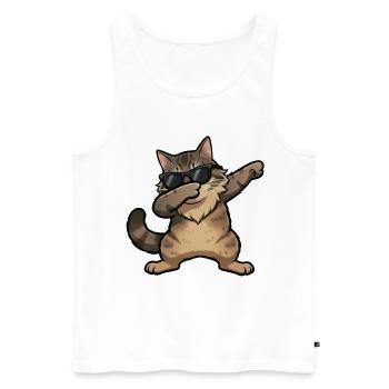 Dabbing Norwegian Forest Cat - Men's Premium Organic Tank Top - white - Front - AI Model Male 178 light (178cm)