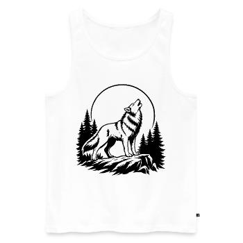 Wolf mit Vollmond - Männer Premium Bio Tank Top - Weiß - Vorne - AI Model Male 178 light (178cm)