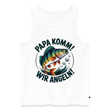 Angeln mit meinem Papa - Männer Premium Bio Tank Top - Weiß - Vorne - Michal (187cm)