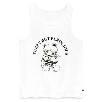 Fuzzy but Ferocious – Bear Rock Saying - Men's Premium Organic Tank Top - white - Front - Michal (187cm)