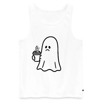 Geist Kaffee Halloween Süßes oder Saures - Männer Premium Bio Tank Top - Weiß - Vorne - AI Model Male 178 light (178cm)