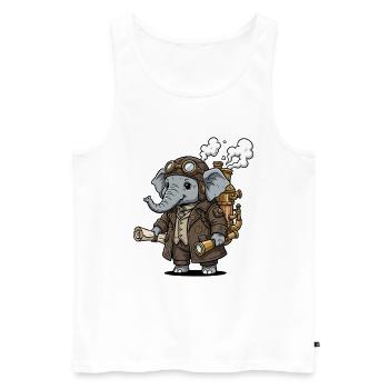 Elephant Explorer Steampunk Steampunk Retro - Männer Premium Bio Tank Top - Weiß - Vorne - AI Model Male 178 light (178cm)