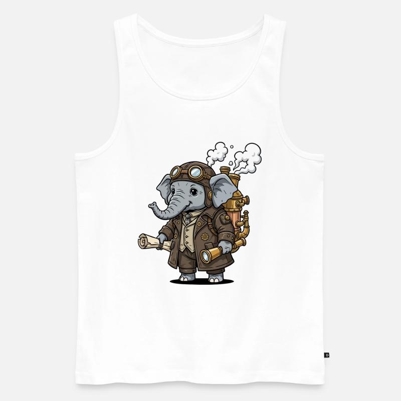 Elephant Explorer Steampunk Steampunk Retro - Männer Premium Bio Tank Top - Weiß