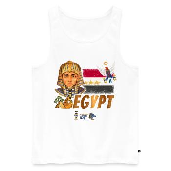 Ägypten Vintage Pharao mit Fahne und Pyramiden - Männer Premium Bio Tank Top - Weiß - Vorne - AI Model Male 178 light (178cm)