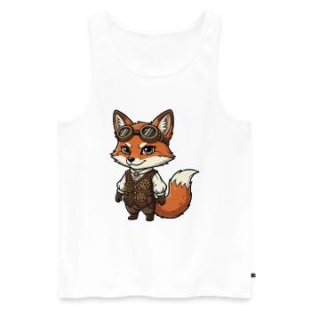 Fox Steampunk Weste Gears Süßer Flieger - Männer Premium Bio Tank Top - Weiß - Vorne - AI Model Male 178 light (178cm)
