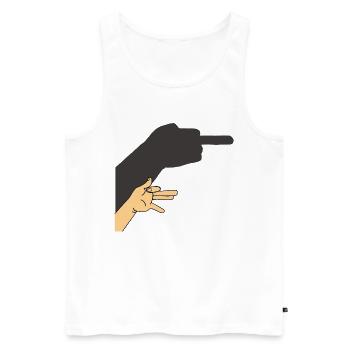 Ombre chinoise d'un chien ou pas - Débardeur bio Premium Homme - blanc - Devant - Michal (187cm)