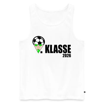 Fußball 1. Klasse 2026 - Männer Premium Bio Tank Top - Weiß - Vorne - Michal (187cm)