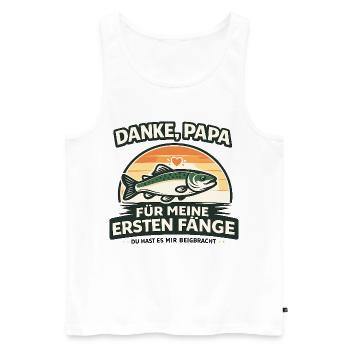 Danke, Papa für meine ersten Fänge Retro - Männer Premium Bio Tank Top - Weiß - Vorne - AI Model Male 178 light (178cm)