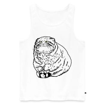 Dicke Katze - Männer Premium Bio Tank Top - Weiß - Vorne - Michal (187cm)