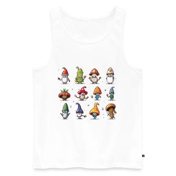 Parade des Gnomes Champignons - Débardeur bio Premium Homme - blanc - Devant - AI Model Male 178 light (178cm)