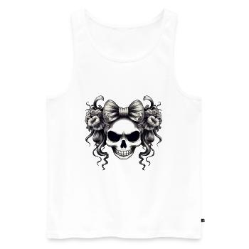 Skull with bow and roses - Men's Premium Organic Tank Top - white - Front - AI Model Male 178 light (178cm)
