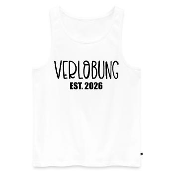 Hochzeit Verlobung 2026 - Männer Premium Bio Tank Top - Weiß - Vorne - Michal (187cm)