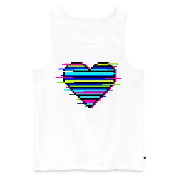 Glitch Herz Geschenk für Gamer & Nerds Retro Love - Männer Premium Bio Tank Top - Weiß - Vorne - Michal (187cm)