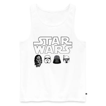 Star Wars Chewbacca, Vader & Co. Schwarz - Männer Premium Bio Tank Top - Weiß - Vorne - AI Model Male 178 light (178cm)