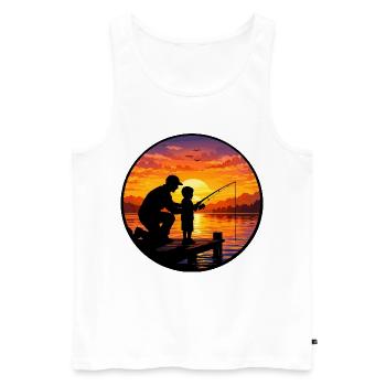 Angeln bei Sonnenuntergang mit Papa und Kind - Männer Premium Bio Tank Top - Weiß - Vorne - Michal (187cm)