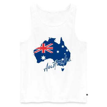 Map with the flag of Australia, I love Australia - Men's Premium Organic Tank Top - white - Front - Michal (187cm)