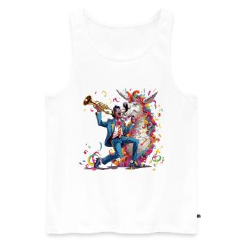 Trumpeter and Rainbow Unicorn - Men's Premium Organic Tank Top - white - Front - Michal (187cm)