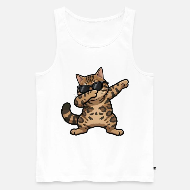 Dabbing Bengal Katze - Männer Premium Bio Tank Top - Weiß