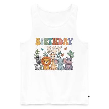 Fête Zoo Animaux Zoo Jungle Garçon d’anniversaire - Débardeur bio Premium Homme - blanc - Devant - Michal (187cm)