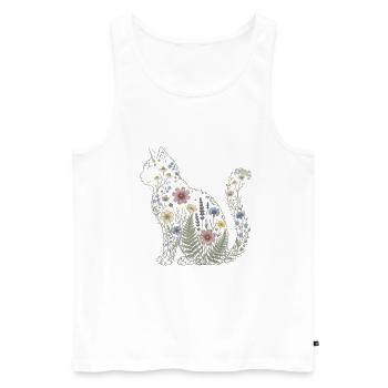 Floral Cat Silhouette Cat Mom Plant Mom V - Männer Premium Bio Tank Top - Weiß - Vorne - AI Model Male 178 light (178cm)
