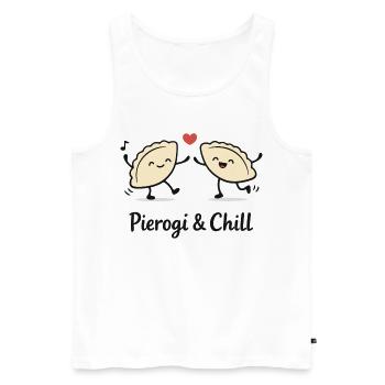 Pierogi & Chill : Piérongis dansants drôles Polska - Débardeur bio Premium Homme - blanc - Devant - Michal (187cm)