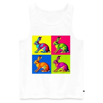 Lièvre dans le style Pop Art - Art animalier coloré - Débardeur bio Premium Homme - blanc - Devant - AI Model Male 178 light (178cm)