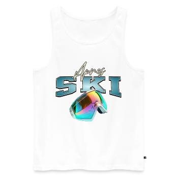 Après-ski - Men's Premium Organic Tank Top - white - Front - AI Model Male 178 light (178cm)