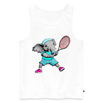 Elefanten Tennis Türkis - Männer Premium Bio Tank Top - Weiß - Vorne - Michal (187cm)