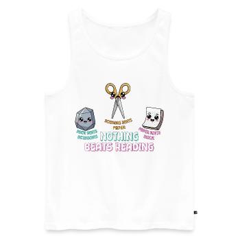 Cute Nothing Beats Reading Book Rock Paper Scissor - Men's Premium Organic Tank Top - white - Front - Michal (187cm)