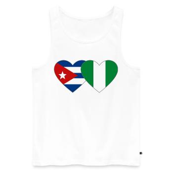 Drapeau du Nigeria Drapeau du cœur du Cuba - Débardeur bio Premium Homme - blanc - Devant - Michal (187cm)