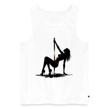 Danse exotique à la barre : Art sexy de squat en talons hauts - Débardeur bio Premium Homme - blanc - Devant - Michal (187cm)
