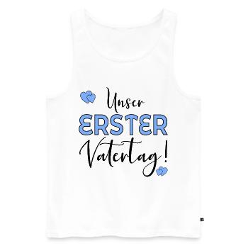 UNSER ERSTER VATERTAG - Männer Premium Bio Tank Top - Weiß - Vorne - Michal (187cm)