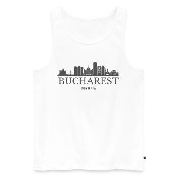 Bucharest Romania skyline, Bucharest silhouette - Men's Premium Organic Tank Top - white - Front - AI Model Male 178 light (178cm)