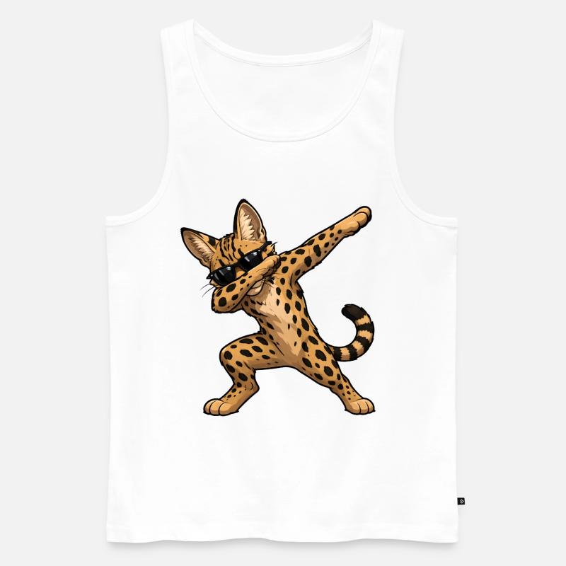 Dabbing Savannah Katze - Männer Premium Bio Tank Top - Weiß