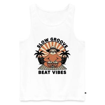 Paresseux Sloth Bongo Slow Groove Beat Vibes - Männer Premium Bio Tank Top - Weiß - Vorne - AI Model Male 178 light (178cm)