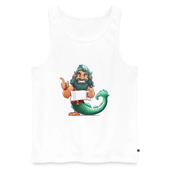 Sea hero with beard and fin - Men's Premium Organic Tank Top - white - Front - Michal (187cm)