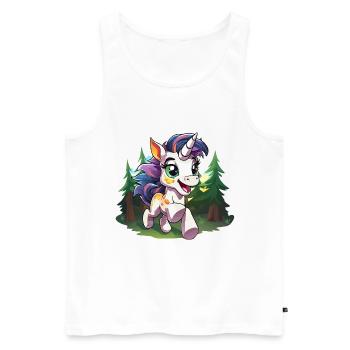 Bunter Waldunikorn im Glück - Männer Premium Bio Tank Top - Weiß - Vorne - AI Model Male 178 light (178cm)