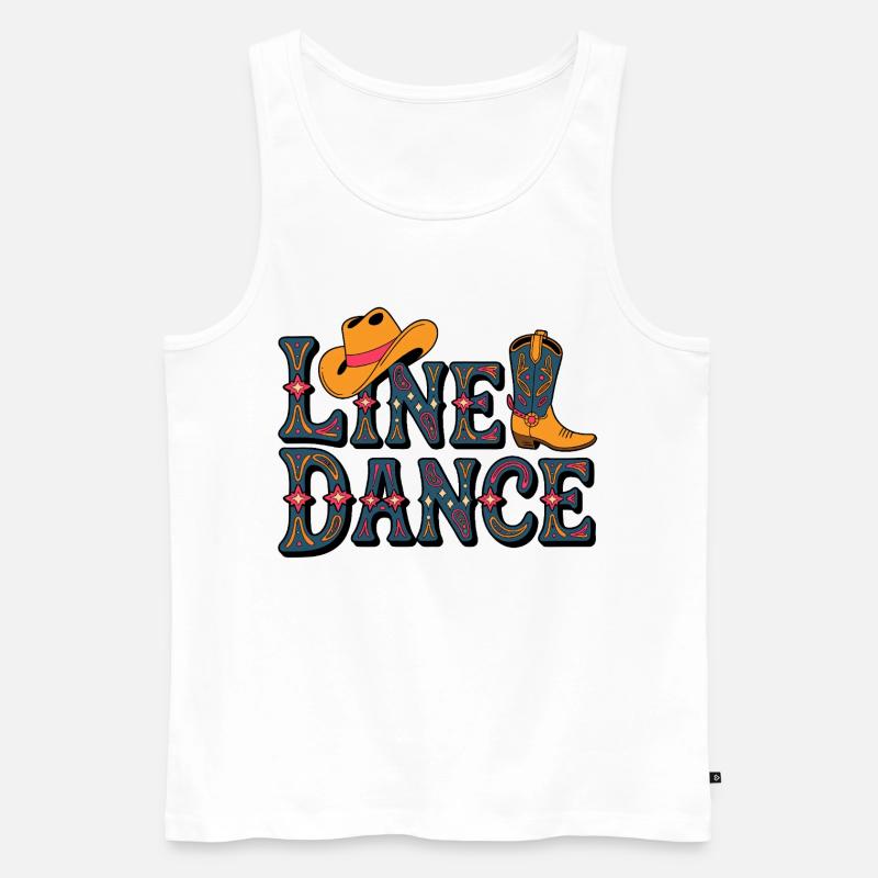Line Dance Western Muster - Männer Premium Bio Tank Top - Weiß
