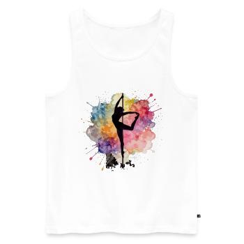 Pole Dance Silhouette – Watercolor Art Design - Men's Premium Organic Tank Top - white - Front - AI Model Male 178 light (178cm)