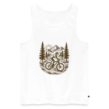Mountain Bike Flow : Montagnes vintage de design de VTT - Débardeur bio Premium Homme - blanc - Devant - Michal (187cm)