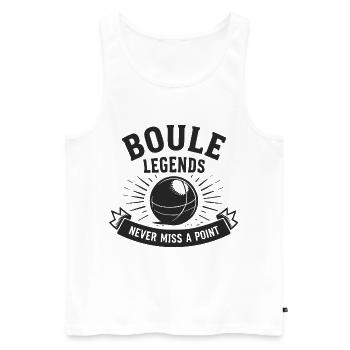 Boule Legends Never Miss A Point Petanque Sport - Men's Premium Organic Tank Top - white - Front - Michal (187cm)