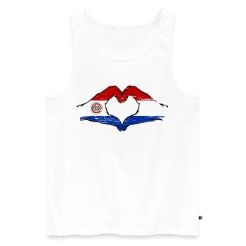 Paraguay Holland Flagge Herz used - Männer Premium Bio Tank Top - Weiß - Vorne - Michal (187cm)