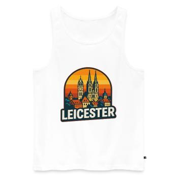 Leicester City Skyline Vintage Rétro Coucher de soleil - Débardeur bio Premium Homme - blanc - Devant - AI Model Male 178 light (178cm)