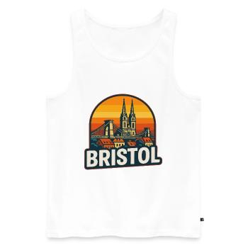 Bristol Retro Sunset Suspension Bridge Design - Men's Premium Organic Tank Top - white - Front - AI Model Male 178 light (178cm)