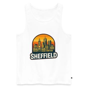 Sheffield Steel City Skyline Retro Sonnenuntergangskunst - Männer Premium Bio Tank Top - Weiß - Vorne - Michal (187cm)