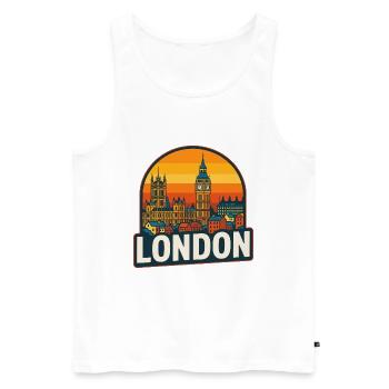 London Skyline Retro Sonnenuntergang Big Ben Design - Männer Premium Bio Tank Top - Weiß - Vorne - AI Model Male 178 light (178cm)