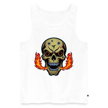 Motif de t-shirt crâne cracheur de feu. - Débardeur bio Premium Homme - blanc - Devant - AI Model Male 178 light (178cm)