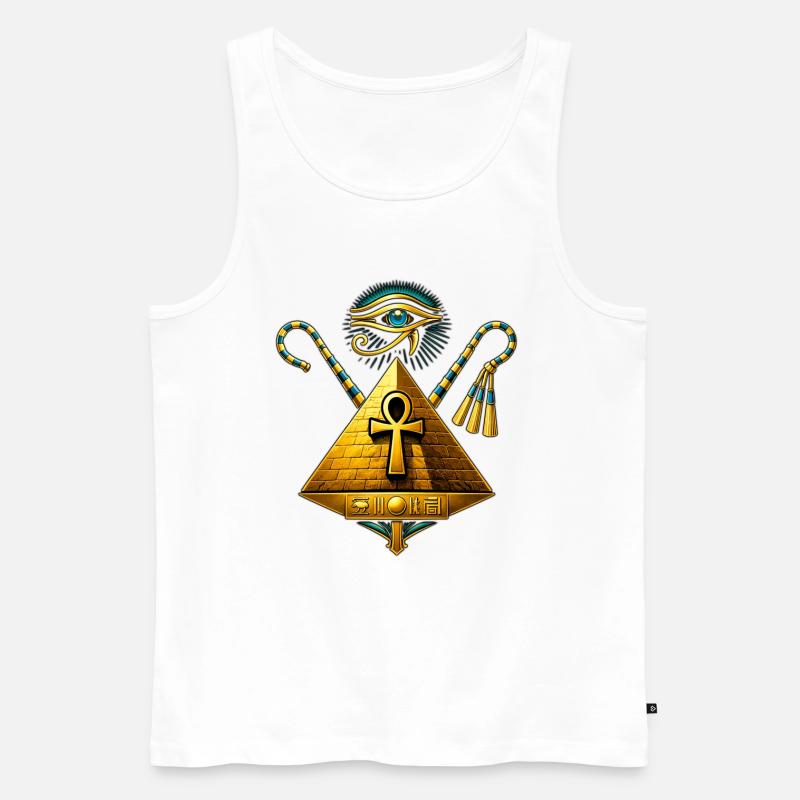 Pyramide Ankh et Œil d'Horus Doré - Débardeur bio Premium Homme - blanc