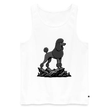 Black Poodle Dog on Rock Elegant Portrait - Men's Premium Organic Tank Top - white - Front - Michal (187cm)